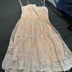 Lace Over Lay Light Pink Dress
